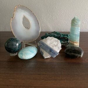 Crystal Gemstone Rock Stone Lot Blue White Energy